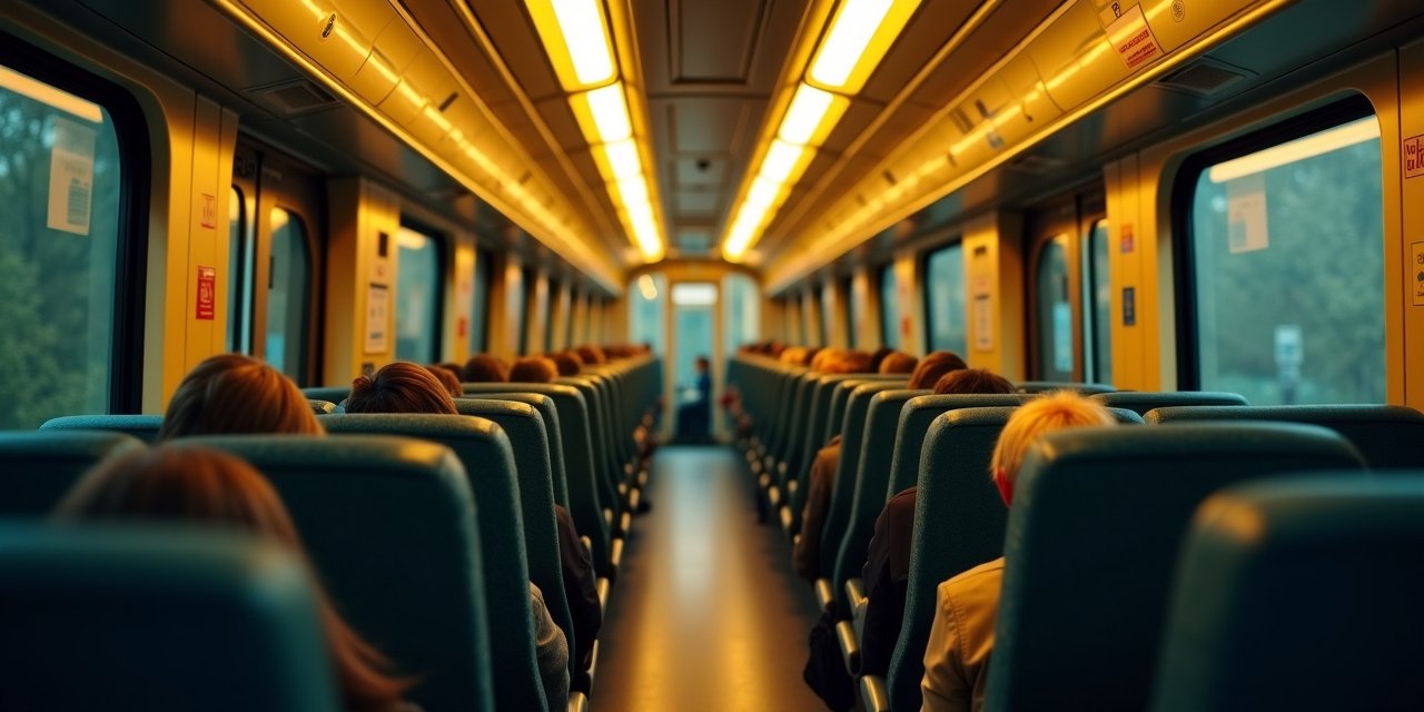 Metro-North commuter train interior showing upholstered seating — a documented bed bug transmission surface on the NYC-Westchester corridor