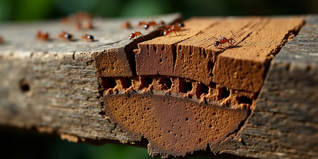 Side-by-side close-up comparison of a carpenter ant swarmer and a termite swarmer showing antennae and wing differences
