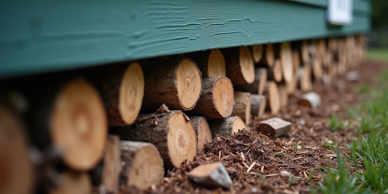 Firewood and mulch stacked directly against a home's foundation and siding, a common harborage mistake