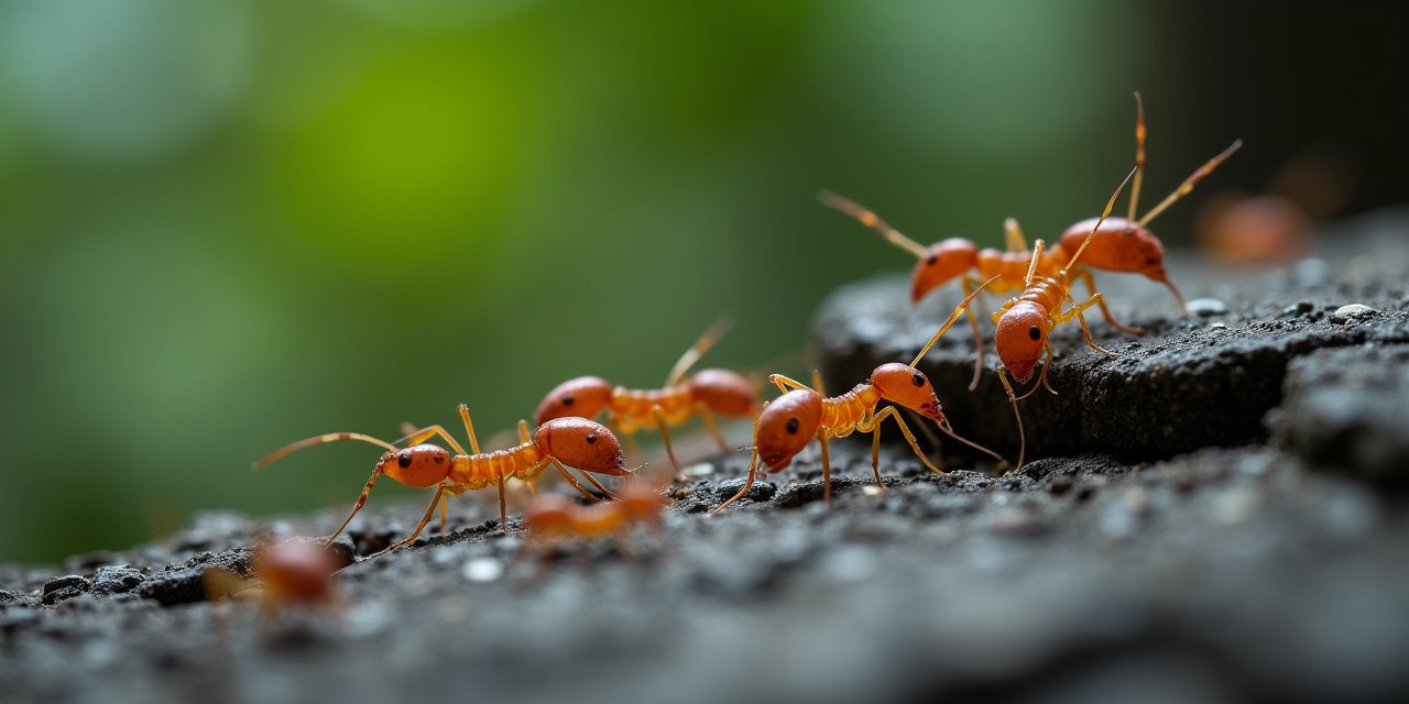 Termite swarmer alates near a foundation crack in early spring overcast light