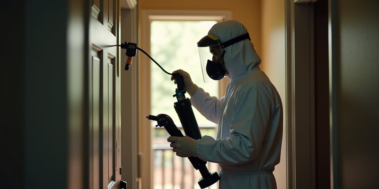 Licensed pest control technician reviewing a written treatment plan with a Westchester homeowner before beginning an inspection