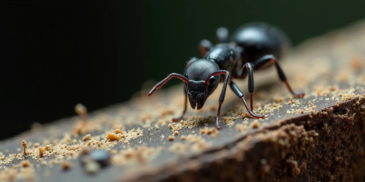Carpenter ant on damp wood in Scarsdale NY