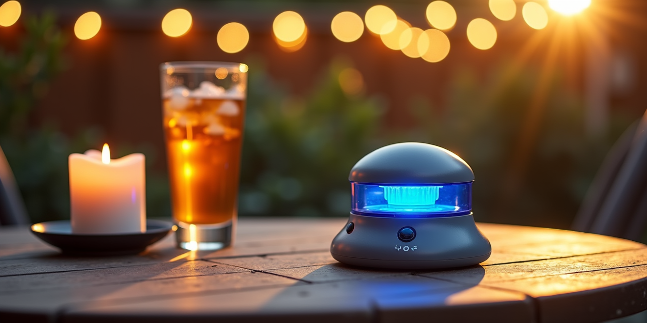 Thermacell mosquito repeller in use on a Westchester County backyard patio