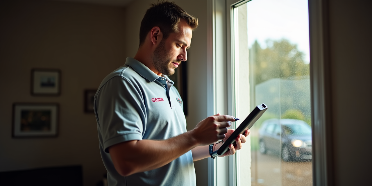 Pest control technician documenting findings during thorough interior inspection of Westchester County home, noting entry points and infestation evidence
