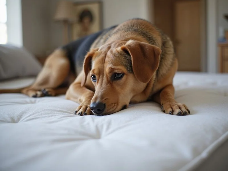 Certified bed bug detection canine inspecting mattress in Scarsdale home