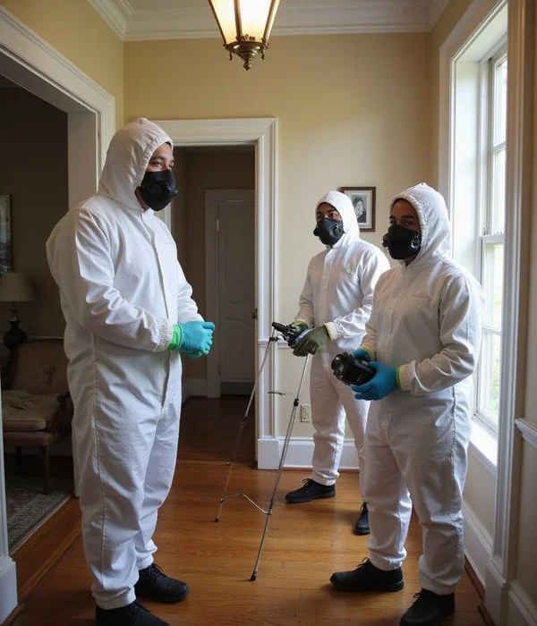 Pristine Pest team conducting a professional pest inspection at a Westchester County residential property