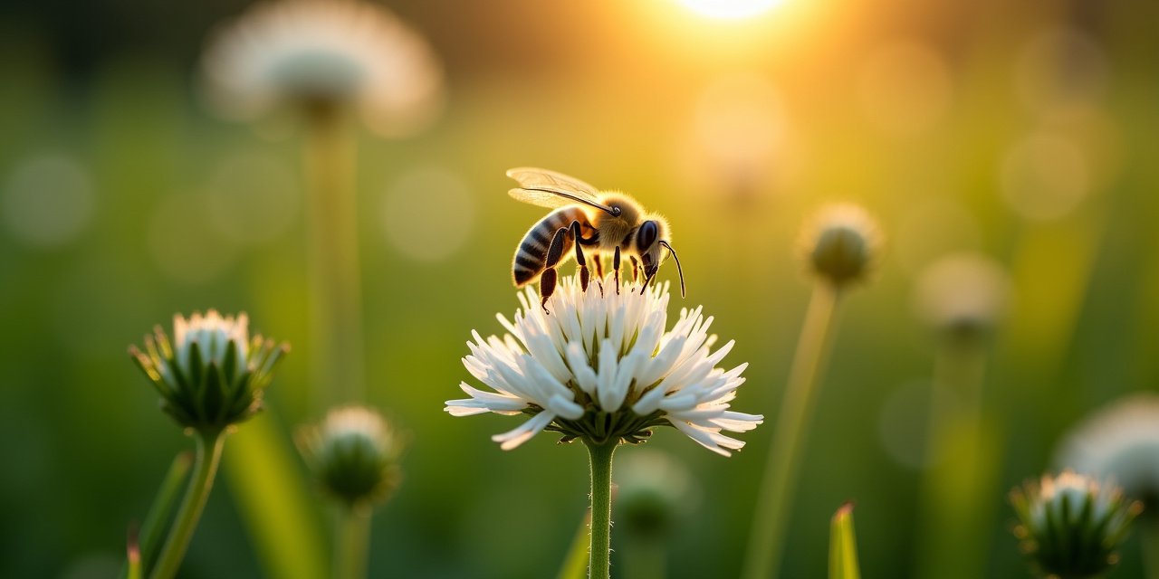 Honeybee on clover — NY neonicotinoid ban 2026